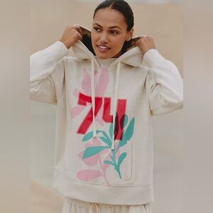 ANTHROPOLOGIE Daily Practice Hoodie XS 19” p2p Heather Oatmeal $108 Retail NWT